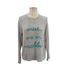 Golden Sun Meet Me In Malibu Cashmere‎ Sweater Gray Blue Size Small Medium